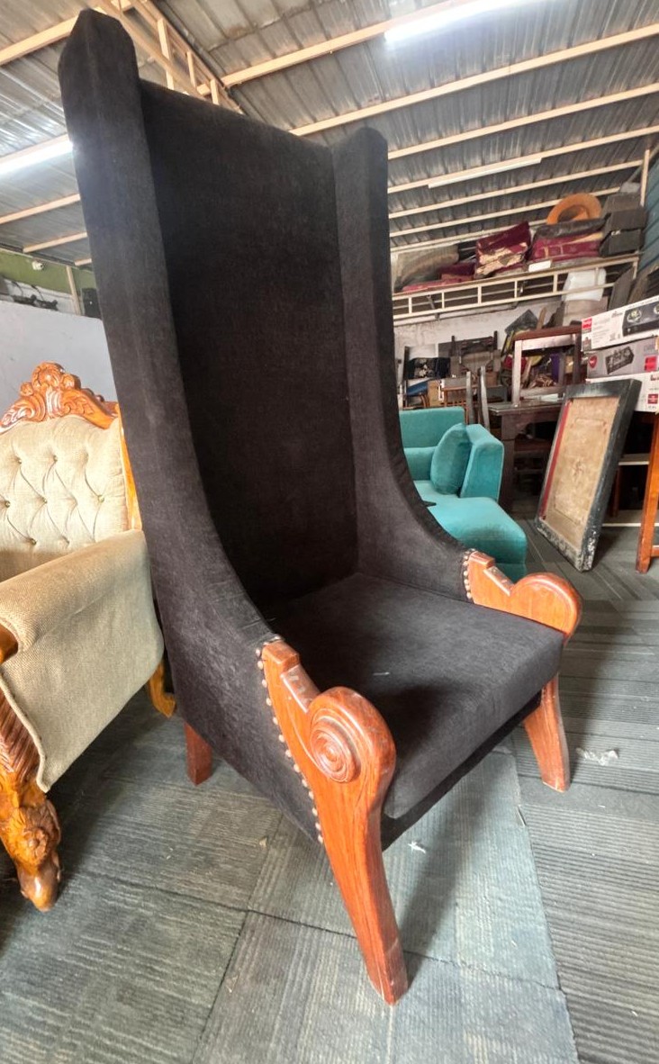 Crown High-Back Accent Chair (Teak Wood) - Image 2