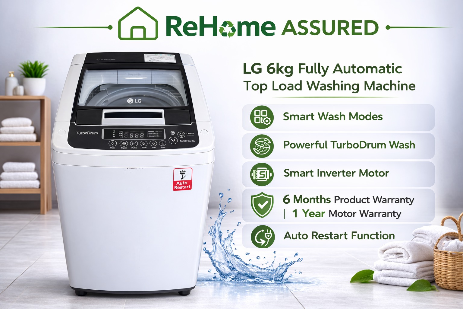 LG 6kg Fully Automatic Top Load Washing Machine - Image 3